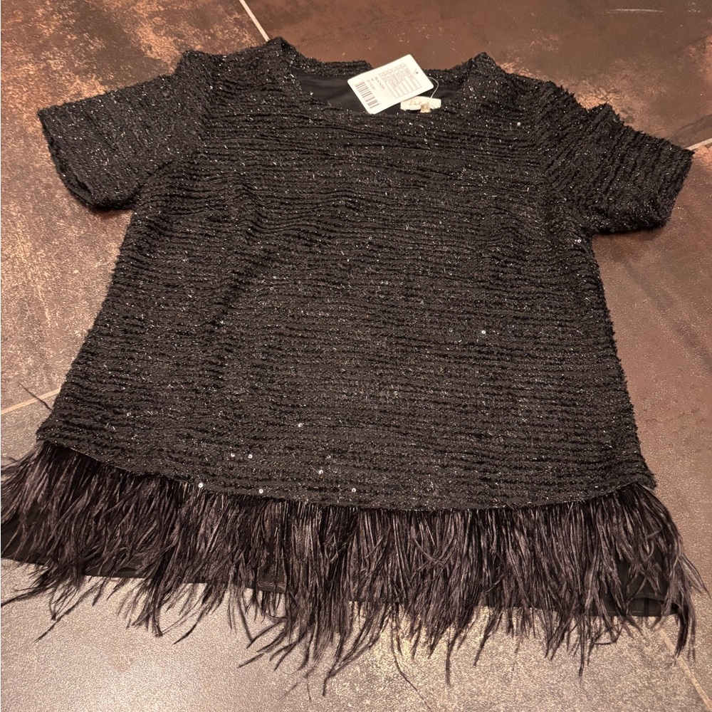 Anthropologie Deletta holiday top with feathers - M - Picture 2 of 6